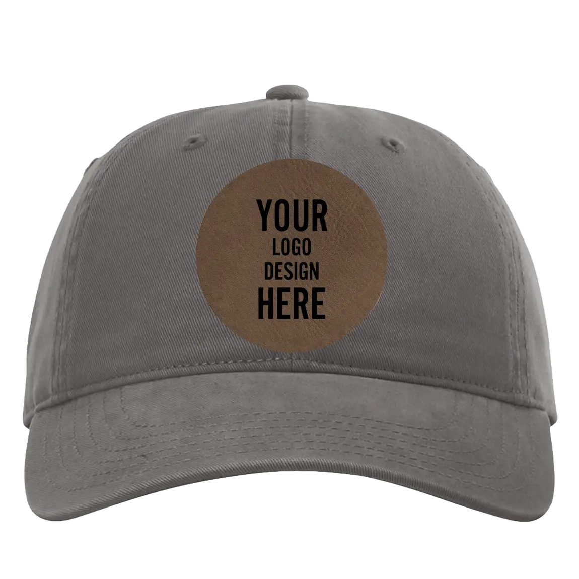 Custom charcoal Richardson 326 Cotton Twill Hat with laser etched circle leatherette patch