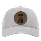 Custom grey Richardson 326 Cotton Twill Hat with laser etched circle leatherette patch