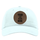 Custom powder blue Richardson 326 Cotton Twill Hat with laser etched circle leatherette patch