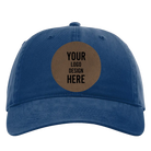 Custom royal Richardson 326 Cotton Twill Hat with laser etched circle leatherette patch