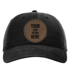 Custom black Richardson 326 Cotton Twill Hat with laser etched circle stitch leatherette patch
