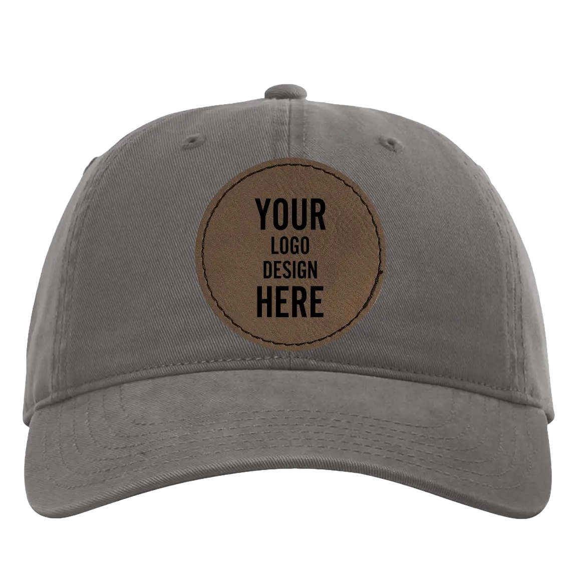 Custom charcoal Richardson 326 Cotton Twill Hat with laser etched circle stitch leatherette patch
