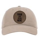 Custom dark khaki Richardson 326 Cotton Twill Hat with laser etched circle stitch leatherette patch