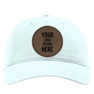 Custom powder blue Richardson 326 Cotton Twill Hat with laser etched circle stitch leatherette patch