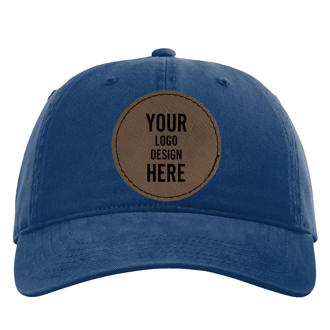Custom royal Richardson 326 Cotton Twill Hat with laser etched circle stitch leatherette patch