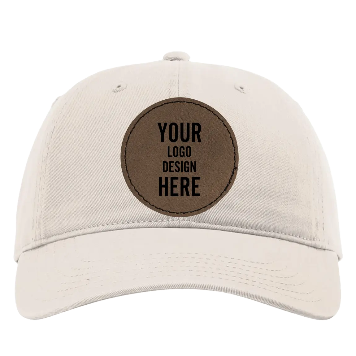 Custom stone Richardson 326 Cotton Twill Hat with laser etched circle stitch leatherette patch