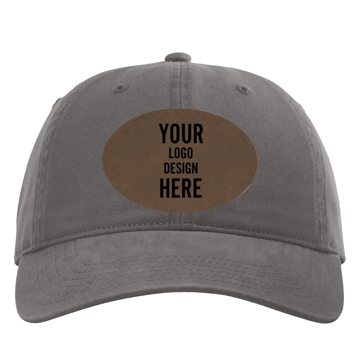 Custom charcoal Richardson 326 Cotton Twill Hat with laser etched oval leatherette patch