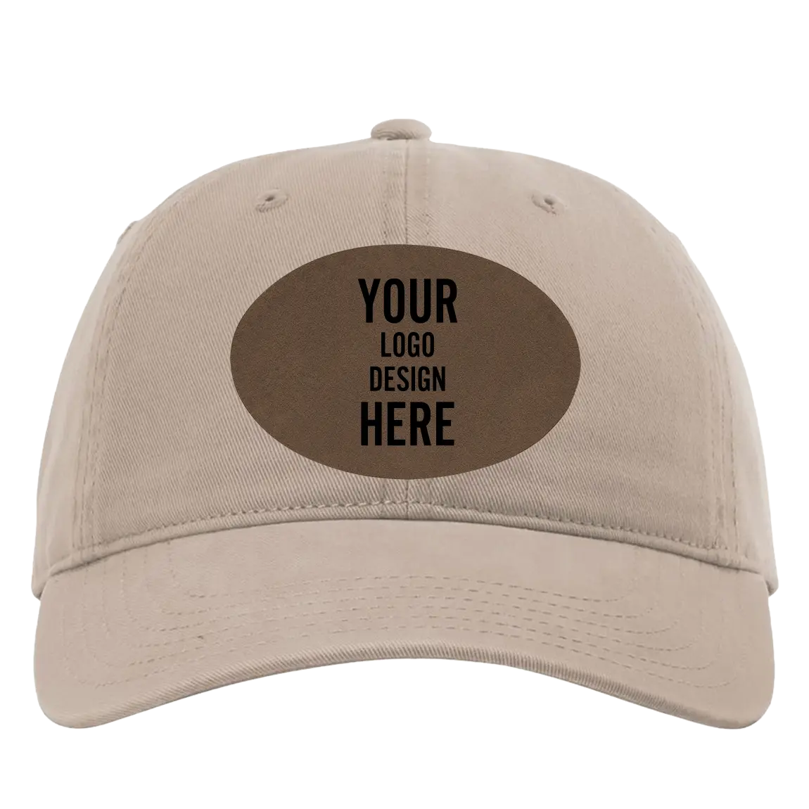 Custom dark khaki Richardson 326 Cotton Twill Hat with laser etched oval leatherette patch