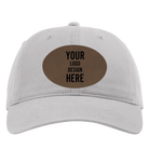 Custom grey Richardson 326 Cotton Twill Hat with laser etched oval leatherette patch