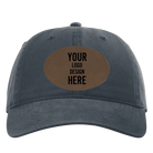 Custom navy Richardson 326 Cotton Twill Hat with laser etched oval leatherette patch