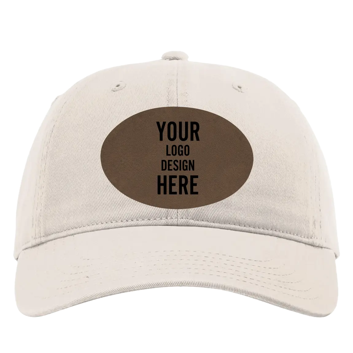 Custom stone Richardson 326 Cotton Twill Hat with laser etched oval leatherette patch