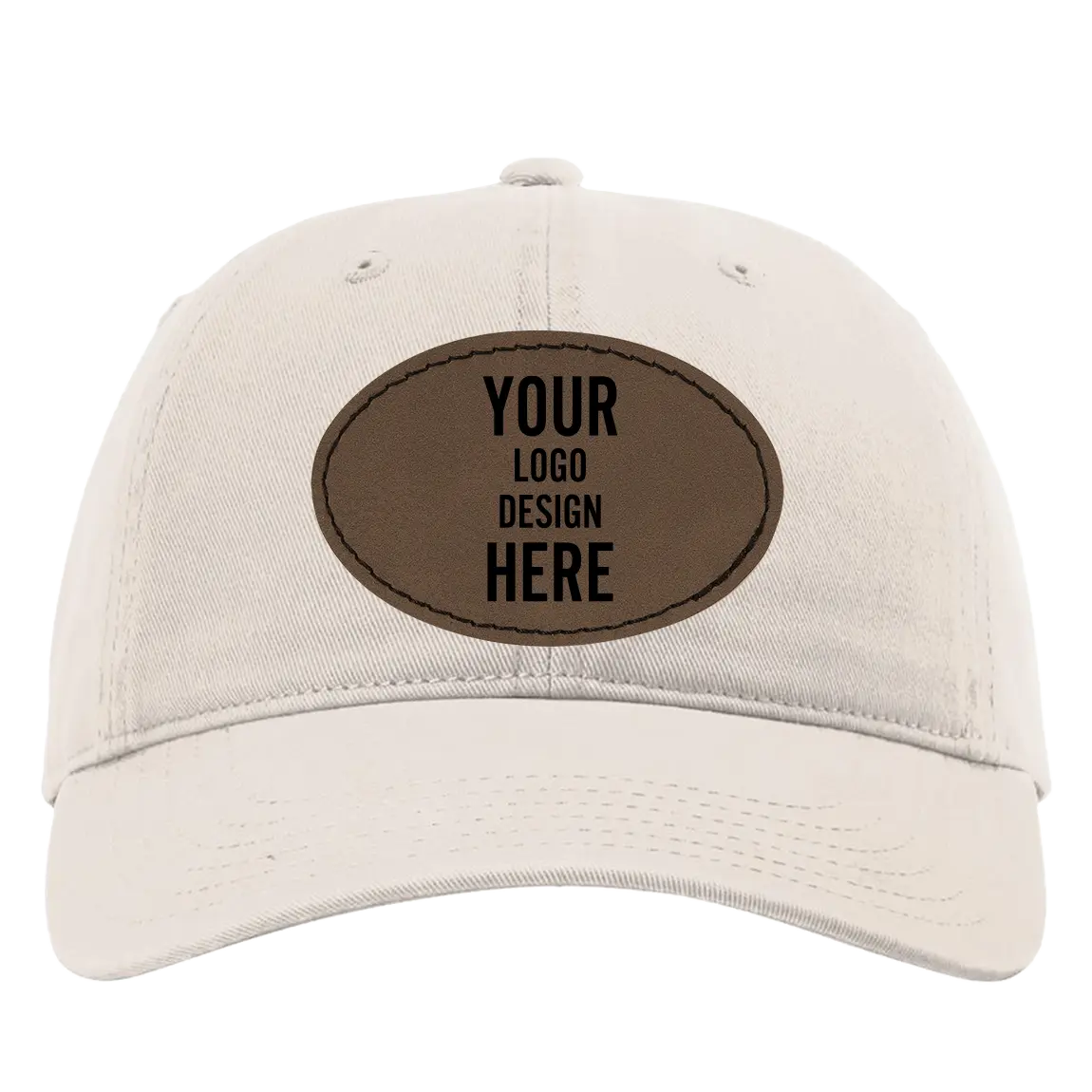 Custom stone Richardson 326 Cotton Twill Hat with laser etched oval stitch leatherette patch