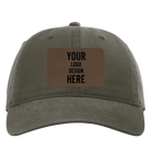 Custom army green Richardson 326 Cotton Twill Hat with laser etched rectangle leatherette patch