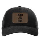 Custom black Richardson 326 Cotton Twill Hat with laser etched rectangle leatherette patch