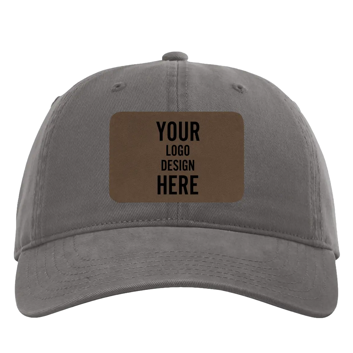 Custom charcoal Richardson 326 Cotton Twill Hat with laser etched rectangle leatherette patch