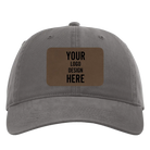 Custom charcoal Richardson 326 Cotton Twill Hat with laser etched rectangle leatherette patch