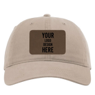 Custom dark khaki Richardson 326 Cotton Twill Hat with laser etched rectangle leatherette patch