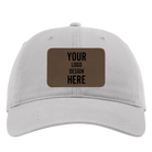 Custom grey Richardson 326 Cotton Twill Hat with laser etched rectangle leatherette patch