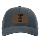 Custom navy Richardson 326 Cotton Twill Hat with laser etched rectangle leatherette patch