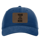 Custom royal Richardson 326 Cotton Twill Hat with laser etched rectangle leatherette patch