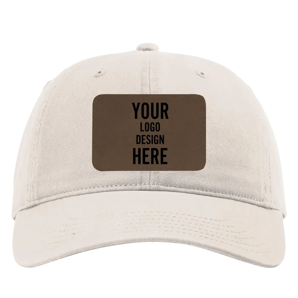 Custom stone Richardson 326 Cotton Twill Hat with laser etched rectangle leatherette patch