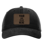 Custom black Richardson 326 Cotton Twill Hat with laser etched rectangle stitch leatherette patch