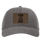 Custom charcoal Richardson 326 Cotton Twill Hat with laser etched rectangle stitch leatherette patch