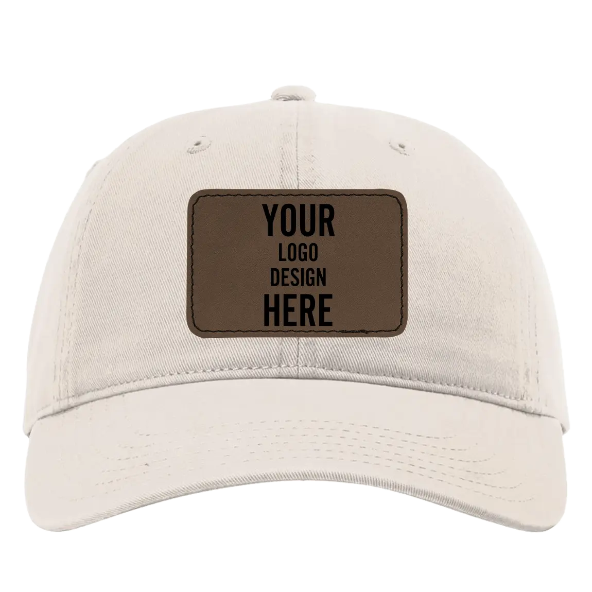 Custom stone Richardson 326 Cotton Twill Hat with laser etched rectangle stitch leatherette patch