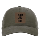 Custom army green Richardson 326 Cotton Twill Hat with laser etched square leatherette patch