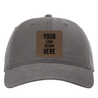 Custom charcoal Richardson 326 Cotton Twill Hat with laser etched square leatherette patch