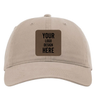 Custom dark khaki Richardson 326 Cotton Twill Hat with laser etched square leatherette patch