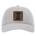 Custom grey Richardson 326 Cotton Twill Hat with laser etched square leatherette patch