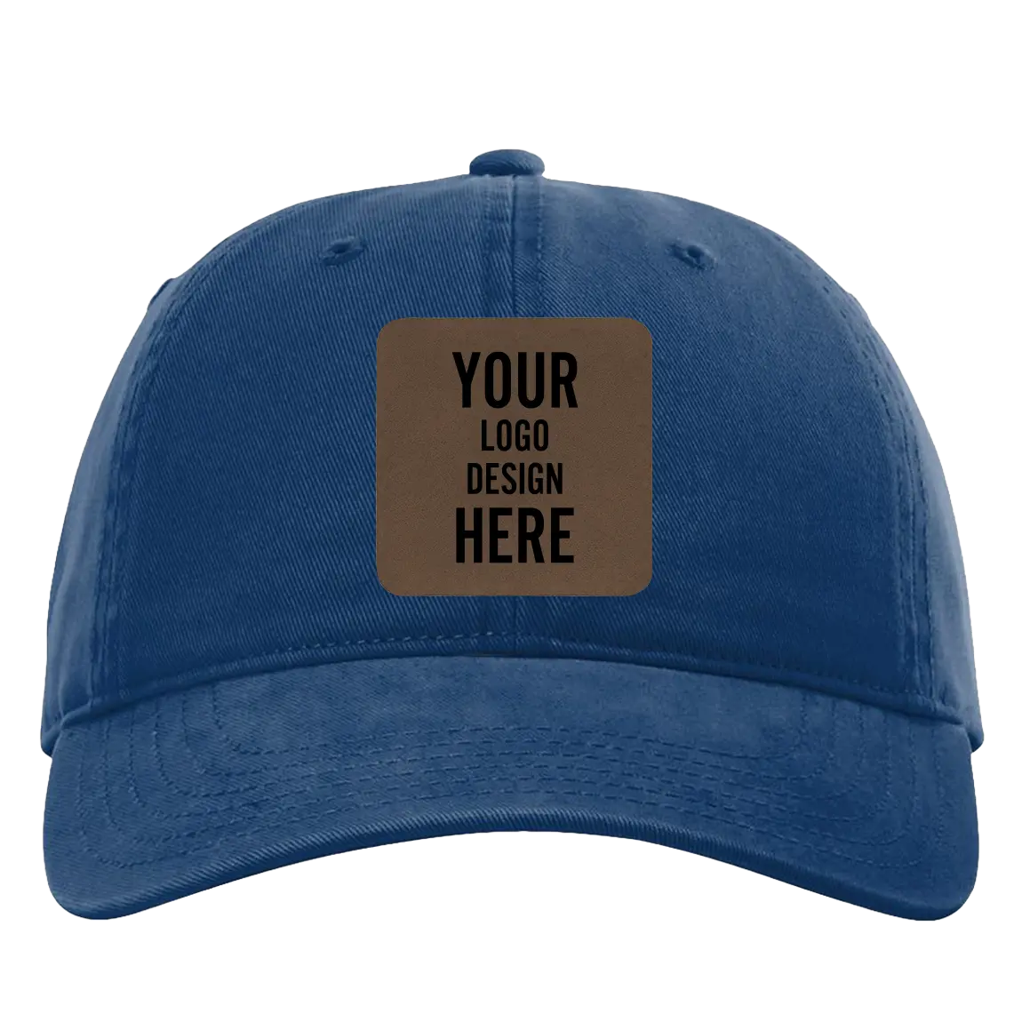 Custom royal Richardson 326 Cotton Twill Hat with laser etched square leatherette patch