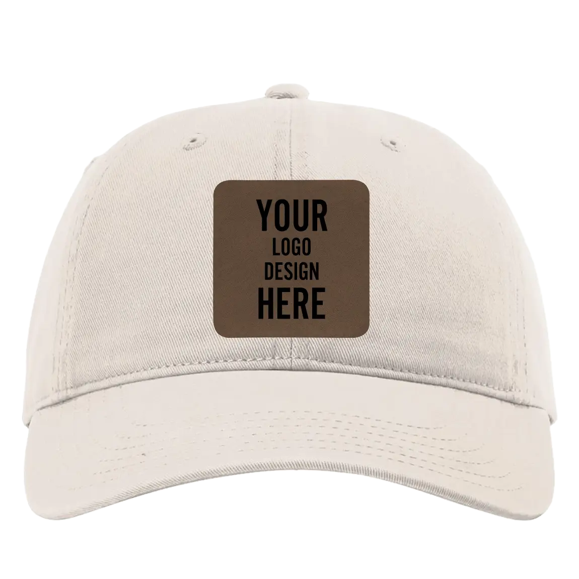 Custom stone Richardson 326 Cotton Twill Hat with laser etched square leatherette patch