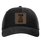 Custom black Richardson 326 Cotton Twill Hat with laser etched square stitch leatherette patch