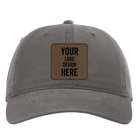 Custom charcoal Richardson 326 Cotton Twill Hat with laser etched square stitch leatherette patch
