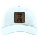 Custom powder blue Richardson 326 Cotton Twill Hat with laser etched square stitch leatherette patch