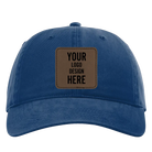 Custom royal Richardson 326 Cotton Twill Hat with laser etched square stitch leatherette patch