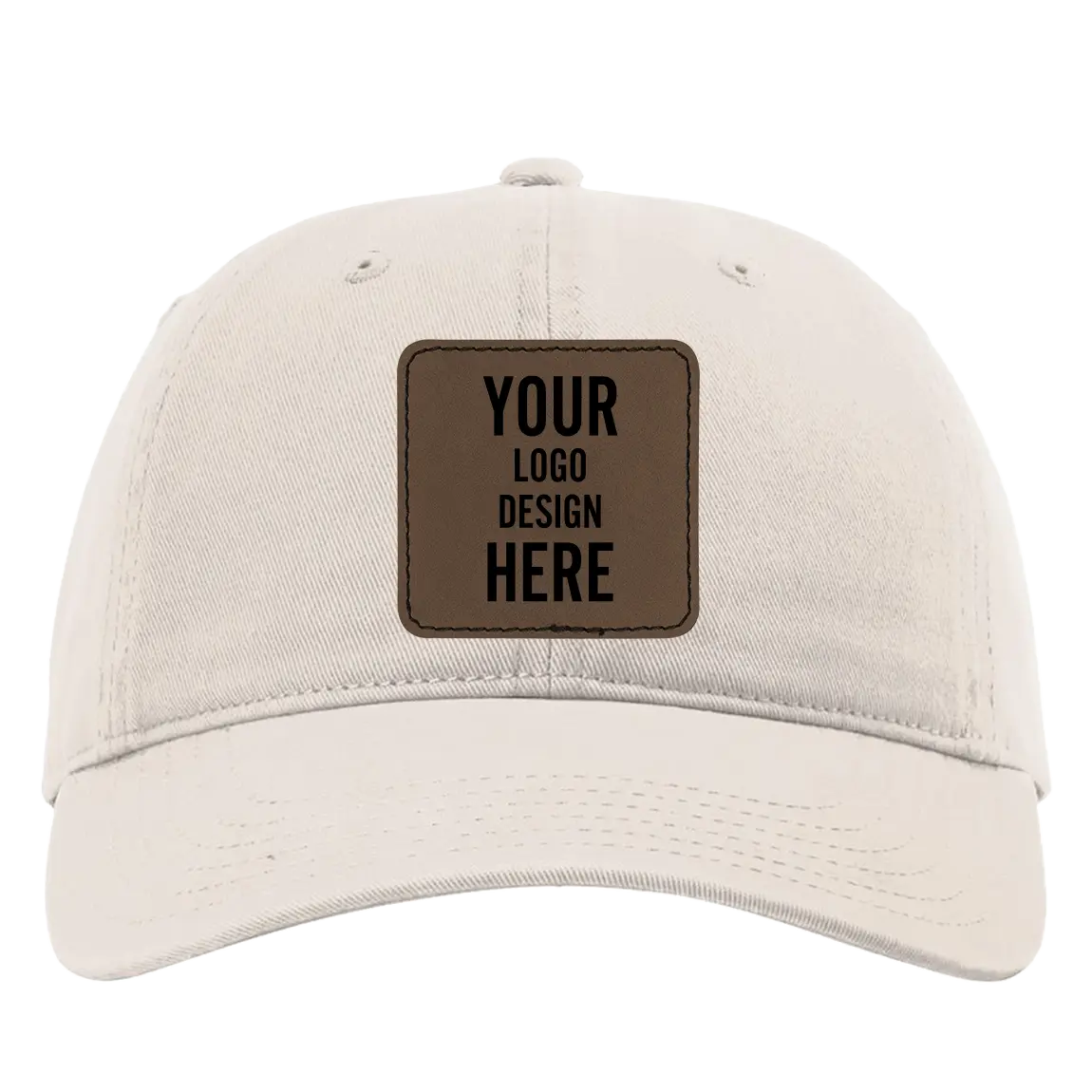 Custom stone Richardson 326 Cotton Twill Hat with laser etched square stitch leatherette patch