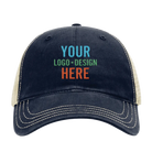 Embroidered navy khaki Richardson 111 Unstructured Trucker Hat with custom logo