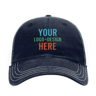 Embroidered navy white Richardson 111 Unstructured Trucker Hat with custom logo