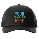 Embroidered black Richardson 115 Low Pro Trucker Hat with custom logo