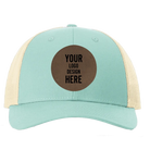 Custom aruba Richardson 115 Low Pro Trucker Hat with laser etched circle leatherette patch