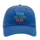 Embroidered royal blue Richardson 320 Washed Chino Hat with custom logo
