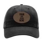 Custom black Richardson 320 Cotton Twill Hat with laser etched oval leatherette patch