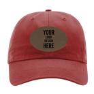 Custom cardinal Richardson 320 Cotton Twill Hat with laser etched oval leatherette patch