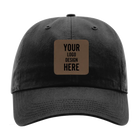 Custom black Richardson 320 Cotton Twill Hat with laser etched square leatherette patch