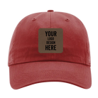 Custom cardinal Richardson 320 Cotton Twill Hat with laser etched square leatherette patch