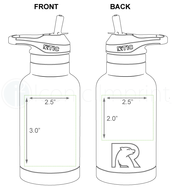 RTIC 12 oz Cub water Bottle Imprint Area