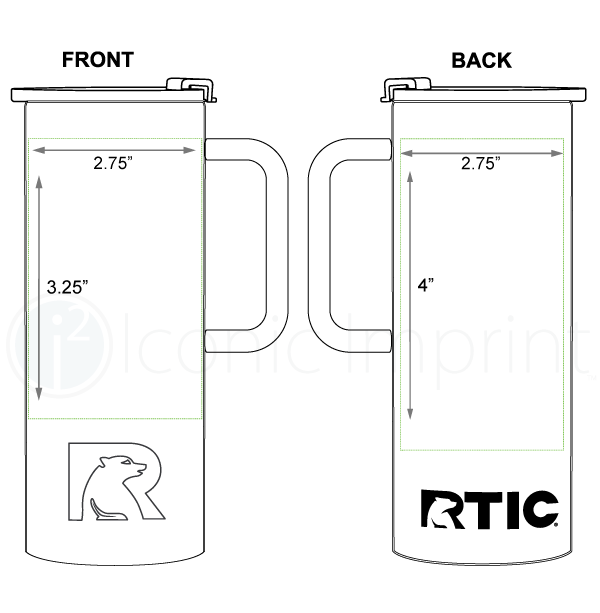 RTIC 16 oz Road Trip Travel Mug Imprint Area